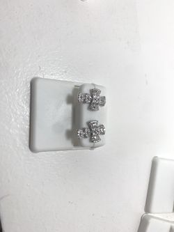Sterling Silver Cross Earrings (CZ)
