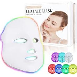 Red Led Face Mask Light Therapy At Home, Led Face Mask Light Therapy, 7-1 Colors LED Facial Skin Care Mask 