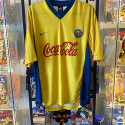 Vintage Nike Club America Jersey Yellow Sz Large 
