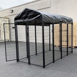 (NEW) $230 Large Heavy Duty Kennel with Cover (8 x 4 x 6 FT) Dog Cage Crate Pet Playpen 