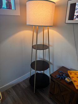Floor Lamp with 3-Tier Shelves