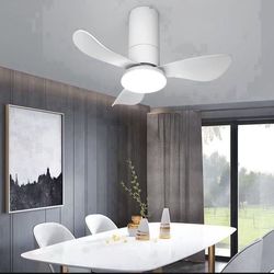 26 Inch Ceiling Fans with Lights, 3 Blade Low Profile Small Ceiling Fan with Light for Bedroom Dining Room Kitchen Patio (White
