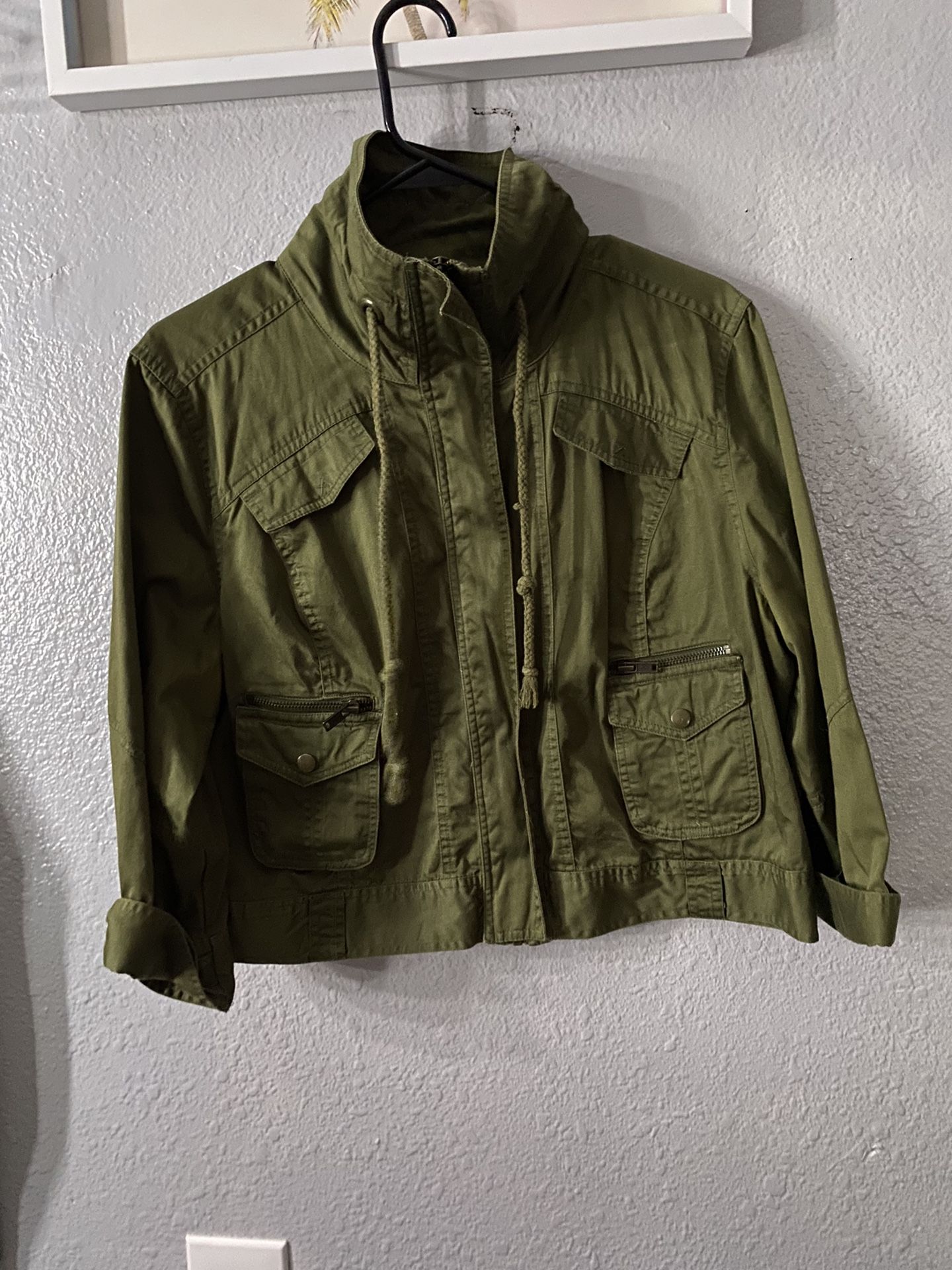 Cropped Green Jean Jacket