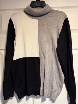 Color Block Turtleneck Knit Sweater
