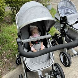 Baby Joy 2-in-1 Bassinet & Stroller – Gray | Brand New Condition! 