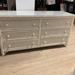 Wicker Glass top Bureau 