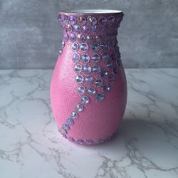 Hand-painted Pink Glass Flower Base