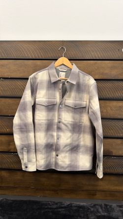 Vuori Performance Fleece-Lined Shirt Jacket Shacket Gray Plaid Men’s Medium