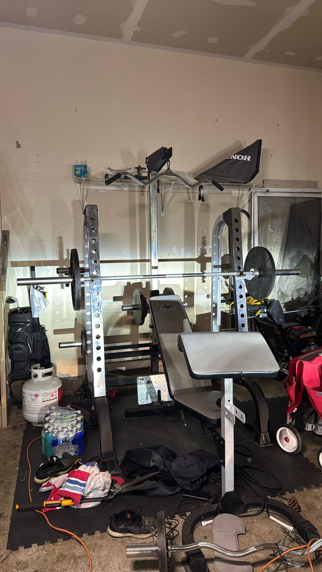 Weight Rack And Weights Incline Decline Flat Pulley Ez Bar