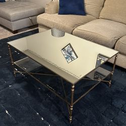 Mirror/Glass Gold Accent Coffee Table