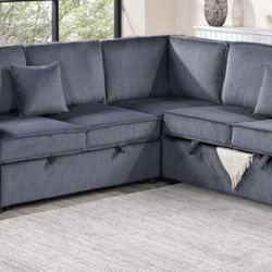 Sectional pull out bed with storage