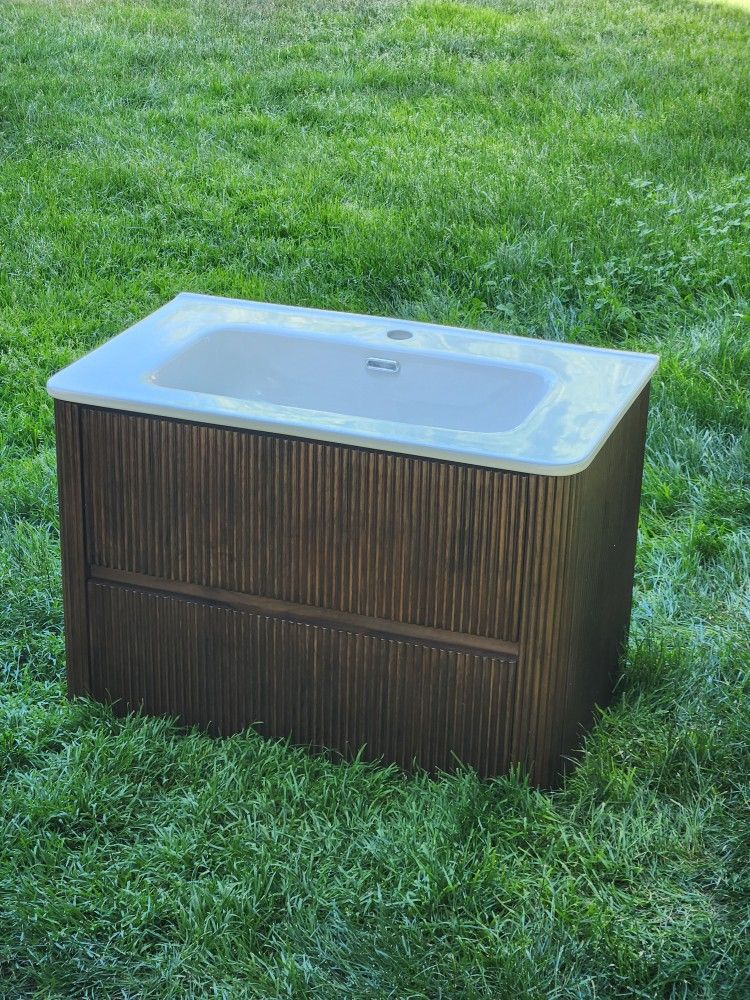 30" Floating Walnut Vanity