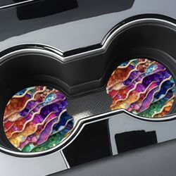 Colorful Crystals Car Coasters Absorbent Set of (2)