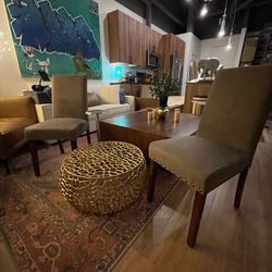 Modern Upholstered Dining Chairs (Set of 2) – Nailhead Trim, Solid Wood Legs