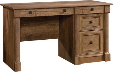 NEW - Sauder Palladia Computer Desk with Drawers, Home Office Desk with File Cabinet Storage Drawer, Cable Management, Keyboard Tray, in Vintage Oak f