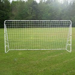 12 x 6 Soccer Goal for Backyard, Heavy Duty Steel Frame with Net for Kids, Adult Portable Football Shooting Training Aid with Carry Bag, Ground Stakes