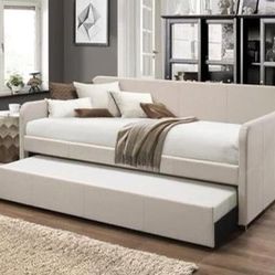 Brand New Ivory Fabric Daybed with Trundle