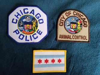 Chicago Police & Animal Control Officer Shoulder Patches Illinois Felt