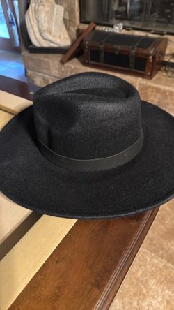 Black Wide Brim Felt Fedora Hat