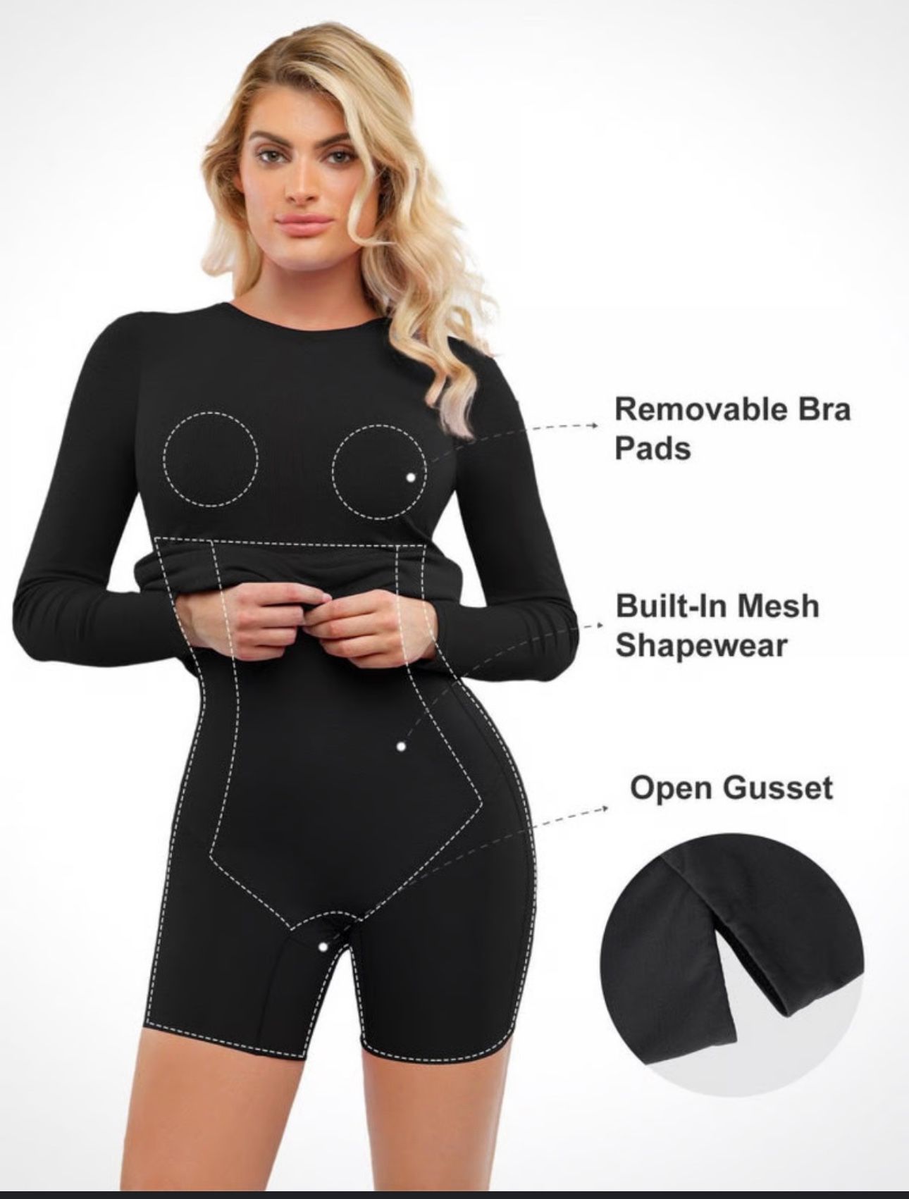 Robe mi-longue amincissante à manches longues et col ras du cou en modal Shapewear