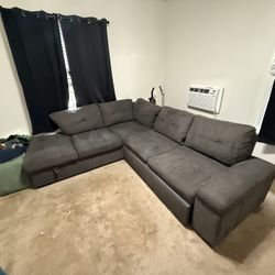 Pewter Gray Couch With Pull Out