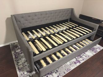 Gray Upholstered Daybed with Trundle