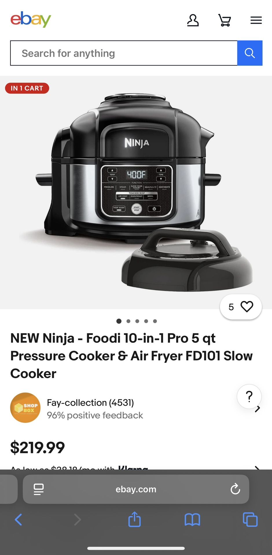 Ninja Foodi 10 in Pro qt Pressure Cooker Air Fryer FD101