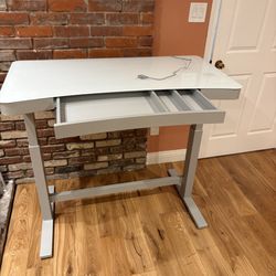 Costco electric standing sitting desk vanity wireless charging white