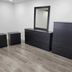 Dresser Whit Mirror, Chest And 2 Nightstands -  Cómoda Con Espejo , Gavetero Y 2 Mesitas De Noche 