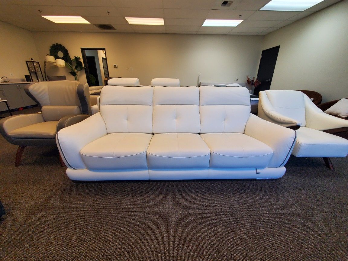 Sofa White Real Leather