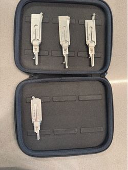4 Genuine Lishi 2-in-1 Lock Pick/Decoder Tools + Magnetic Case