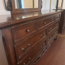 Real Solid Wood And Wrought Iron Dresser. 