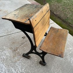 Vintage Folding School Row Desk