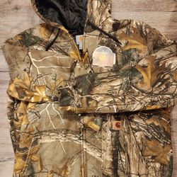 New Carhartt Mens Camo Jacket With Black Quilting Inside L  New Tags 