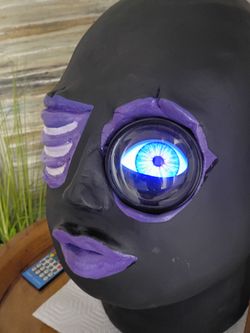 You've never seen anything like it one of a kind handmade Stone head with electronic digital eye that blinks and changes colors handmade not another i