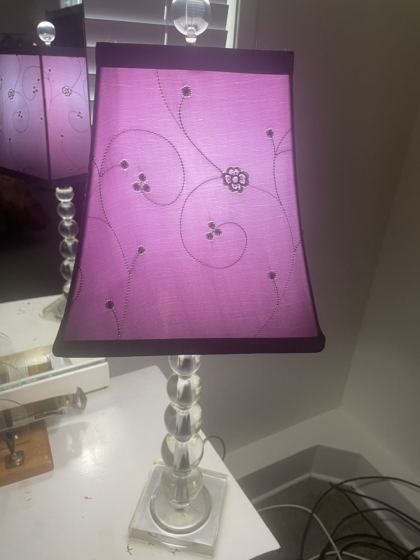 Antique Purple Lilac Lamp 26 in Tall