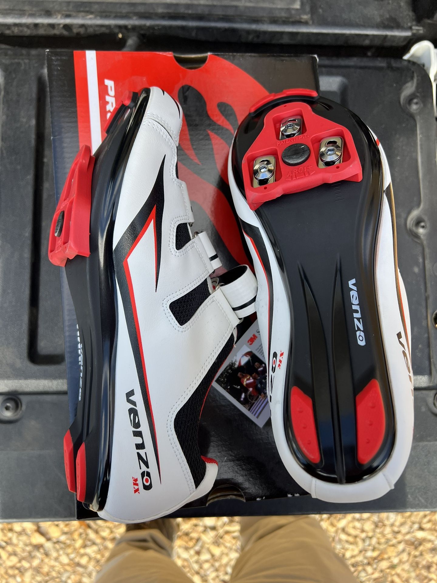 Venzo Bicycle Men's Road Cycling Riding Shoes - 3 Straps - White Size 8