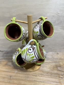 Mexican Engobe Coffee Mugs, Pottery, Planters.