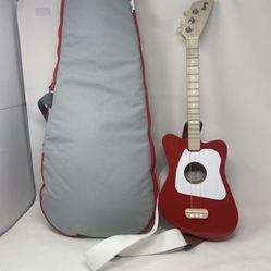 Loog Mini Acoustic Kids Guitar for Children and Beginners, Red W/ Case Bag