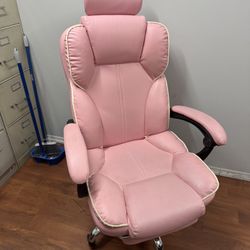 Pink Desk Office Chair W Leg Rest!