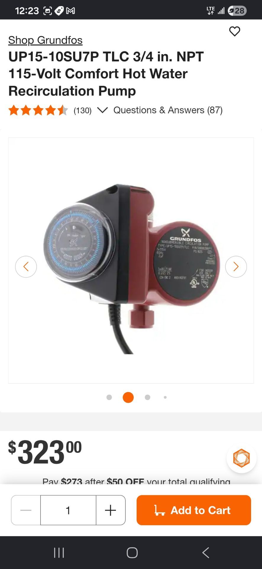 Grundfos water pump
