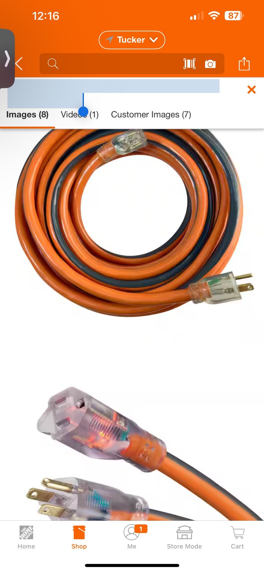 50 ft. 10/3 Heavy Duty Indoor/Outdoor SJTW Extension Cord with Lighted End, Orange/Grey