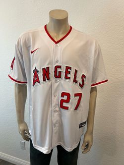 Los Angeles Angels #27 Mike Trout White Stitched Baseball Jersey