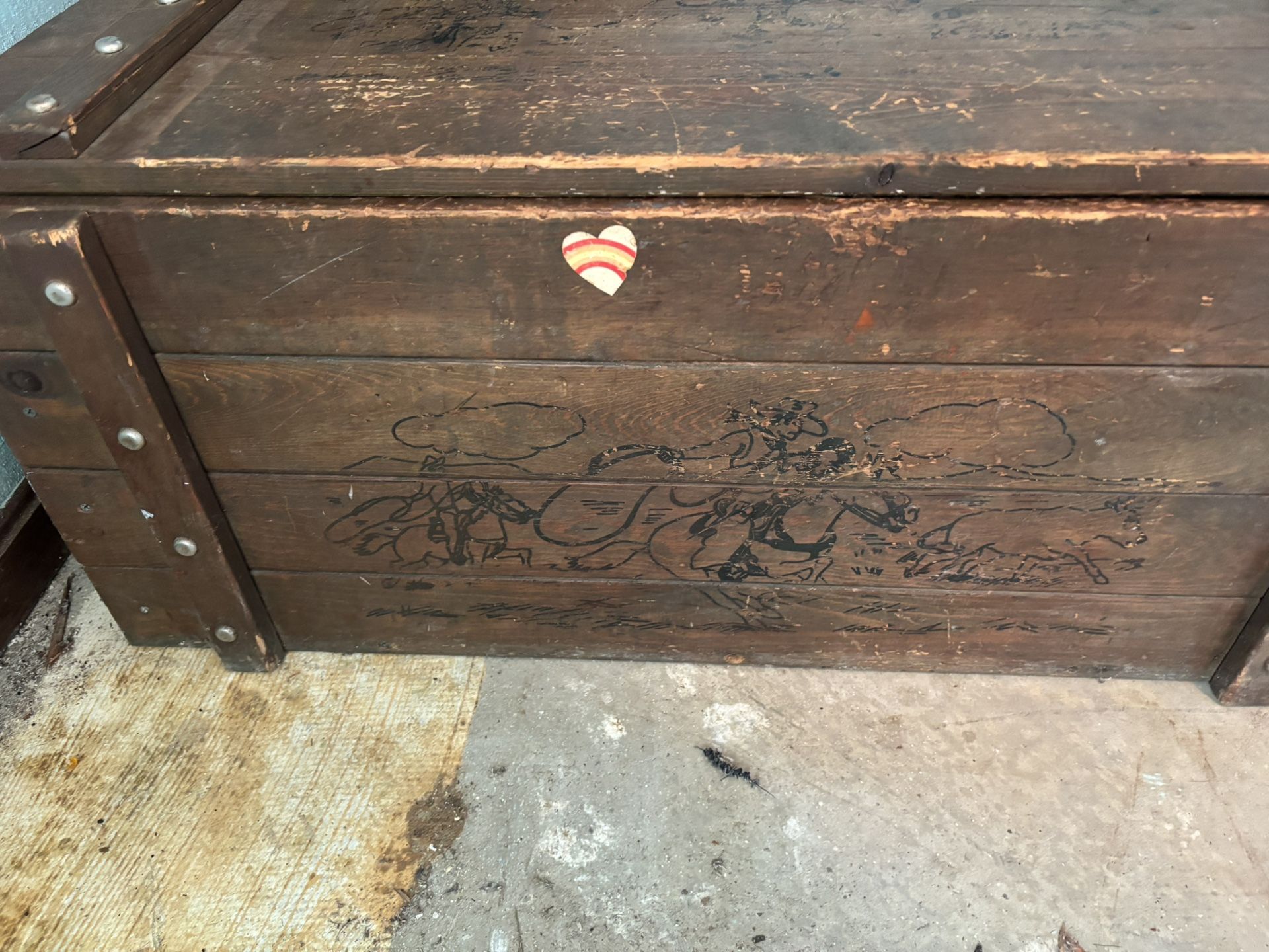 Antique Vintage  Wooden Storage /Toy Chest With cedar chips