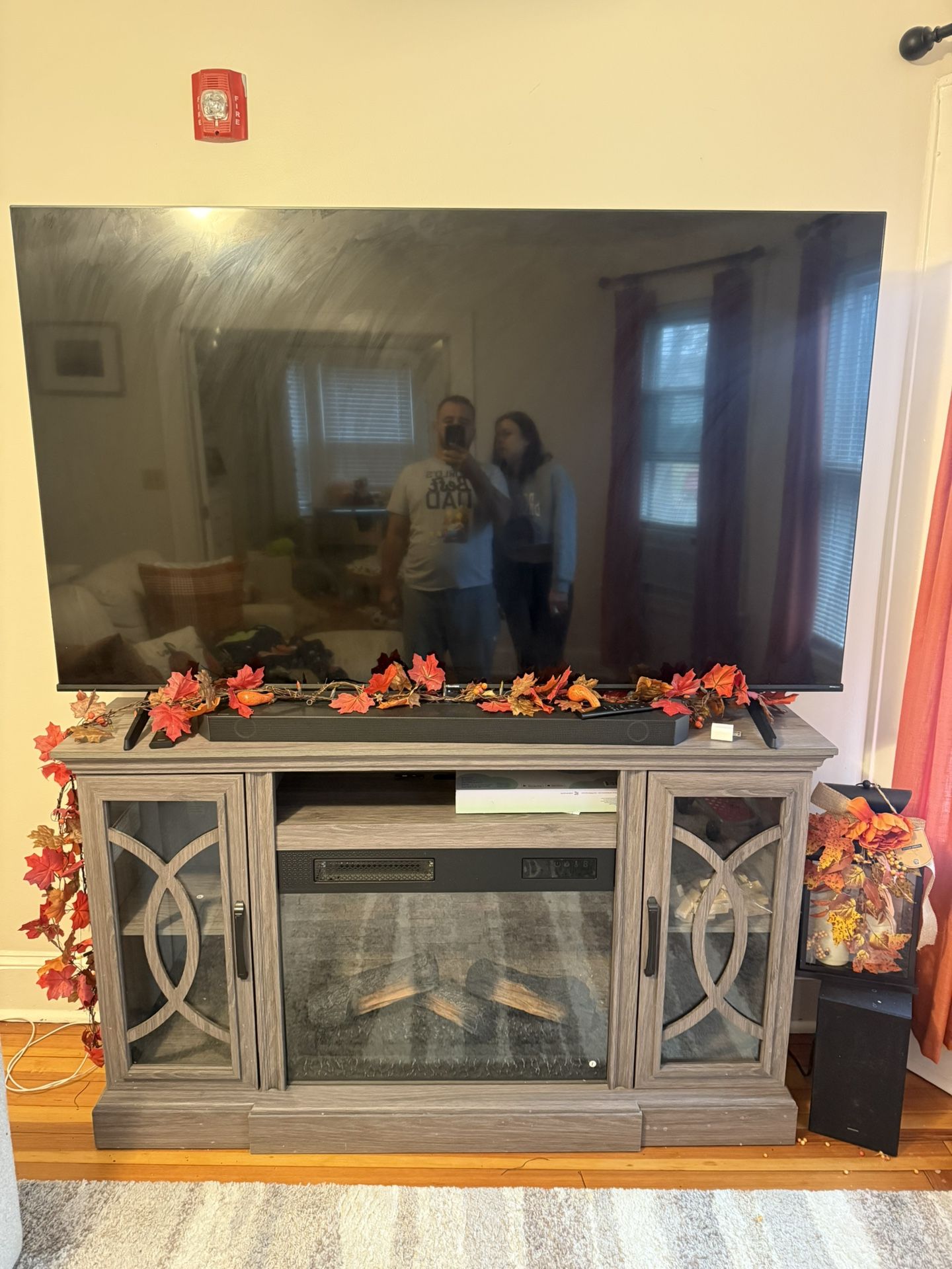 Tv And Fire Place With Surround Sound