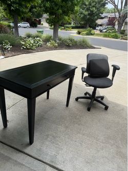 Wood desk with chair