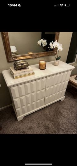 White Textured Storage Credenza