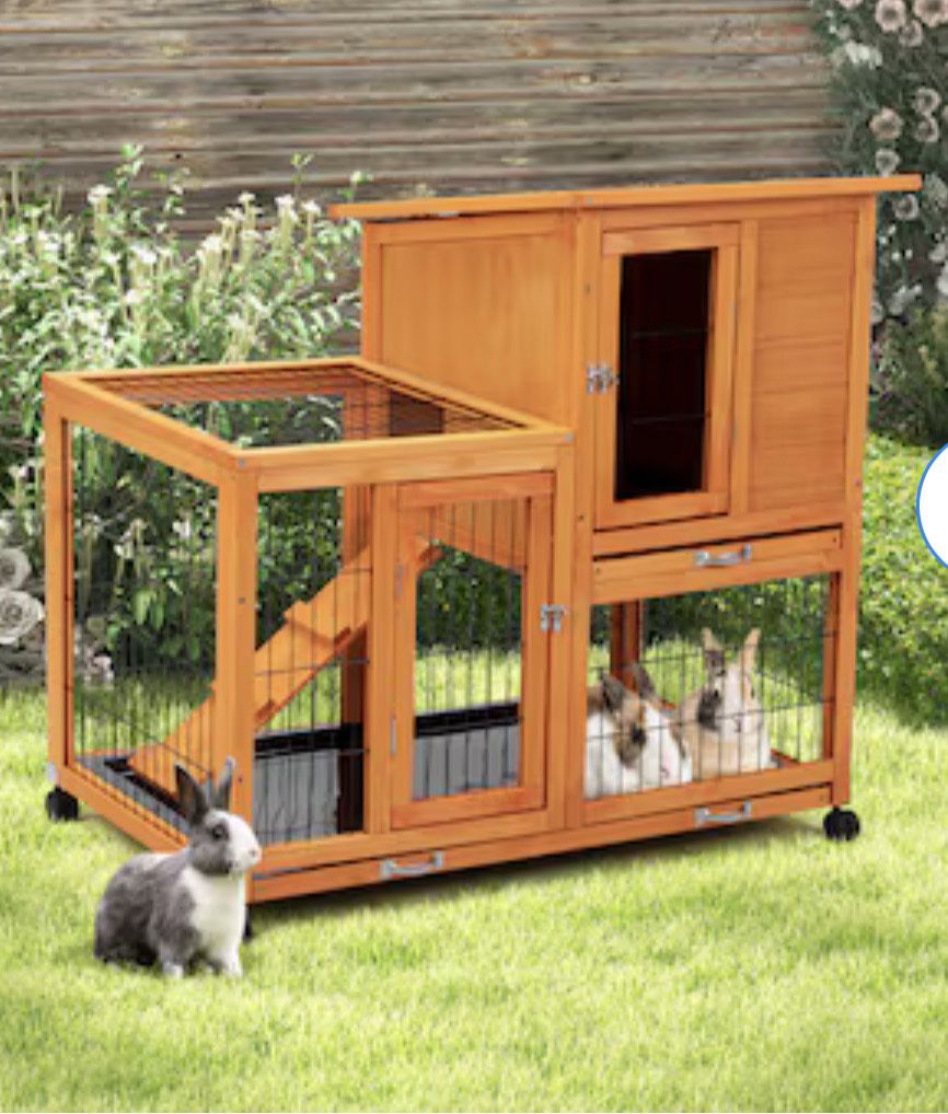 2 tier orange wood chicken coop