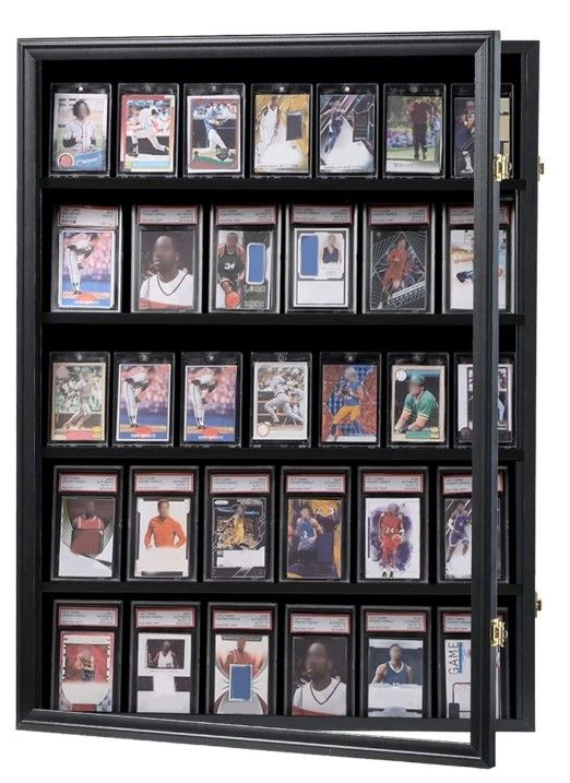KCRasan 35 Graded Sports Card Display Frame -Baseball Card Display Case Lockable - Trading Card Collector Wall Display Holder for Basketball Football