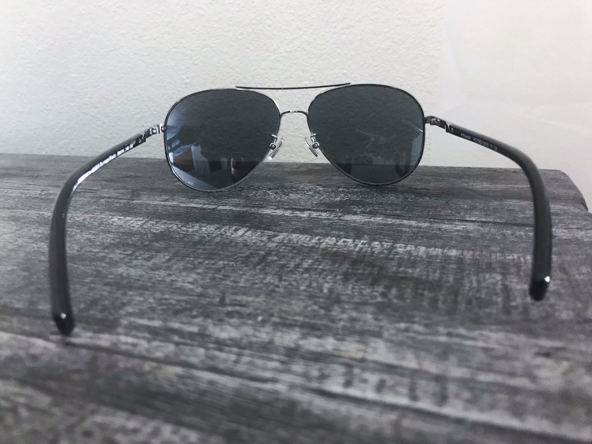 Coach Gunmetal Black Aviator Sunglasses HC 7062 (L813)
